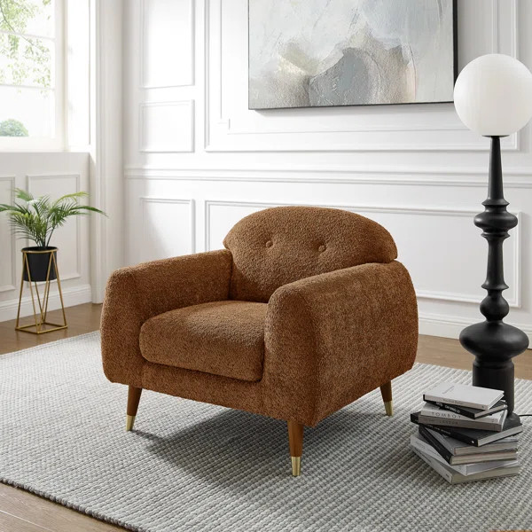 Elishah Minimore Modern Style Accent Chair & Armchair with Tufted back | Wayfair North America