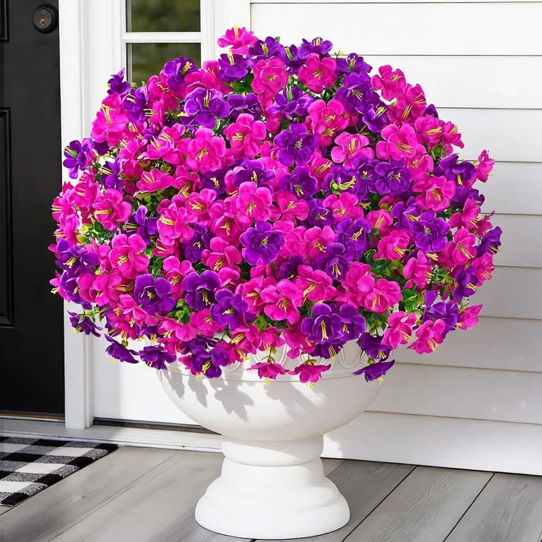 Yastouay 12 Bundles Artificial Hibiscus Flowers for Outdoors, UV Resistant Fake Flowers for Plant... | Walmart (US)