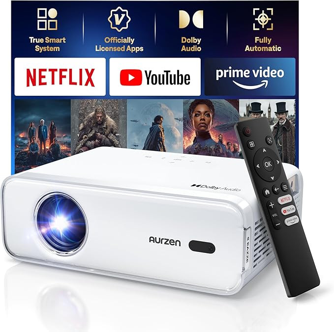 Aurzen EAZZE D1 Smart Projector with WiFi and Bluetooth, Netflix-Officially-Licensed, Auto Focus ... | Amazon (US)