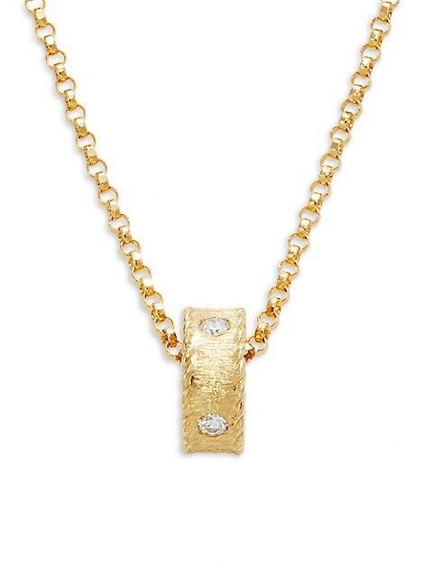 Roberto Coin 18K Yellow Gold &amp; 0.05 TCW Diamond Pendant Necklace on SALE | Saks OFF 5TH | Saks Fifth Avenue OFF 5TH