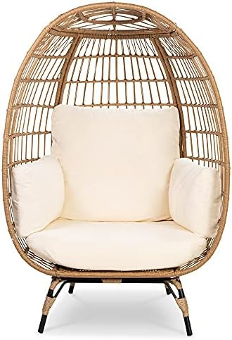 Best Choice Products Wicker Egg Chair, Oversized Indoor Outdoor Lounger for Patio, Backyard, Livi... | Amazon (US)