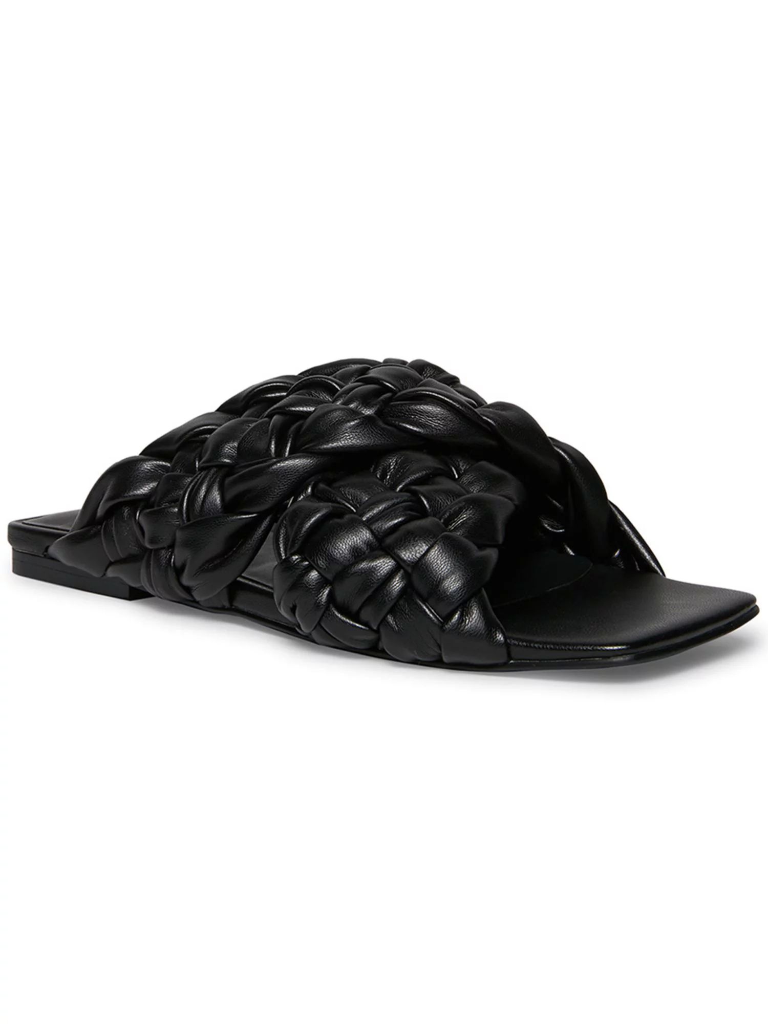 STEVE MADDEN Womens Black Crisscross Braided Cushioned Marina Square Toe Slip On Slide Sandals 5.... | Walmart (US)