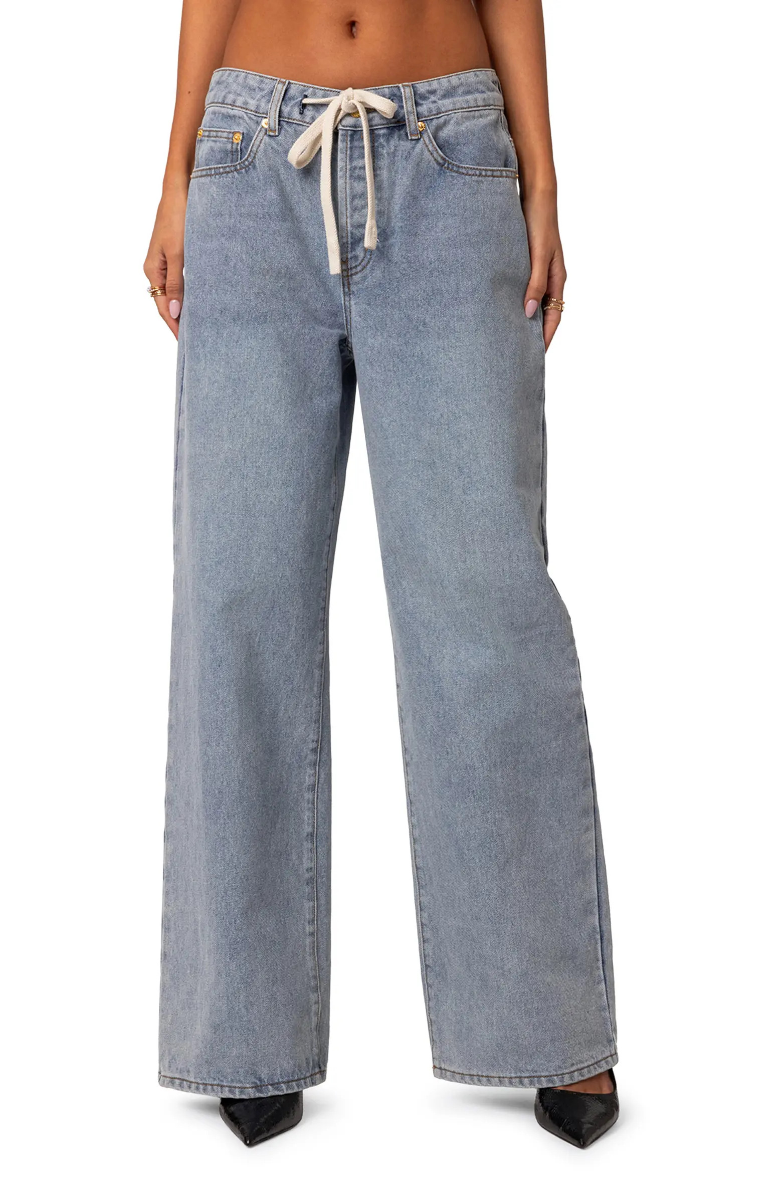 Wynn Low Rise Wide Leg Drawstring Jeans | Nordstrom