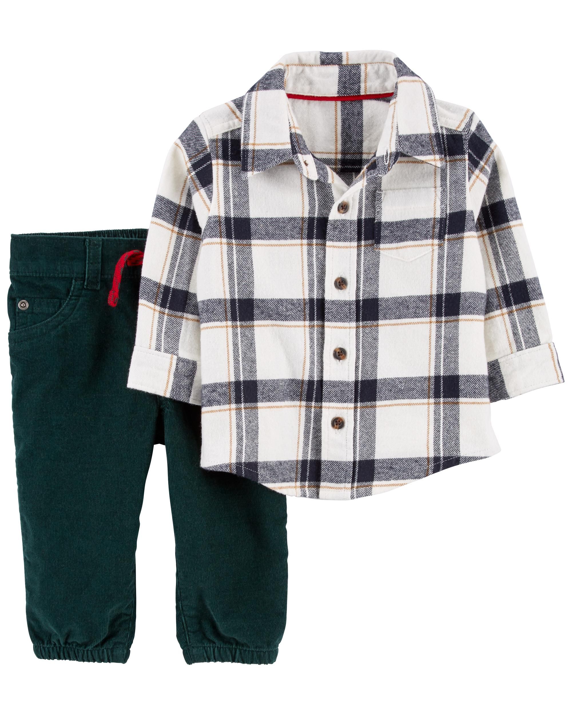 Baby 2-Piece Plaid Button-Front Shirt & Corduroy Pant Set | Carter's
