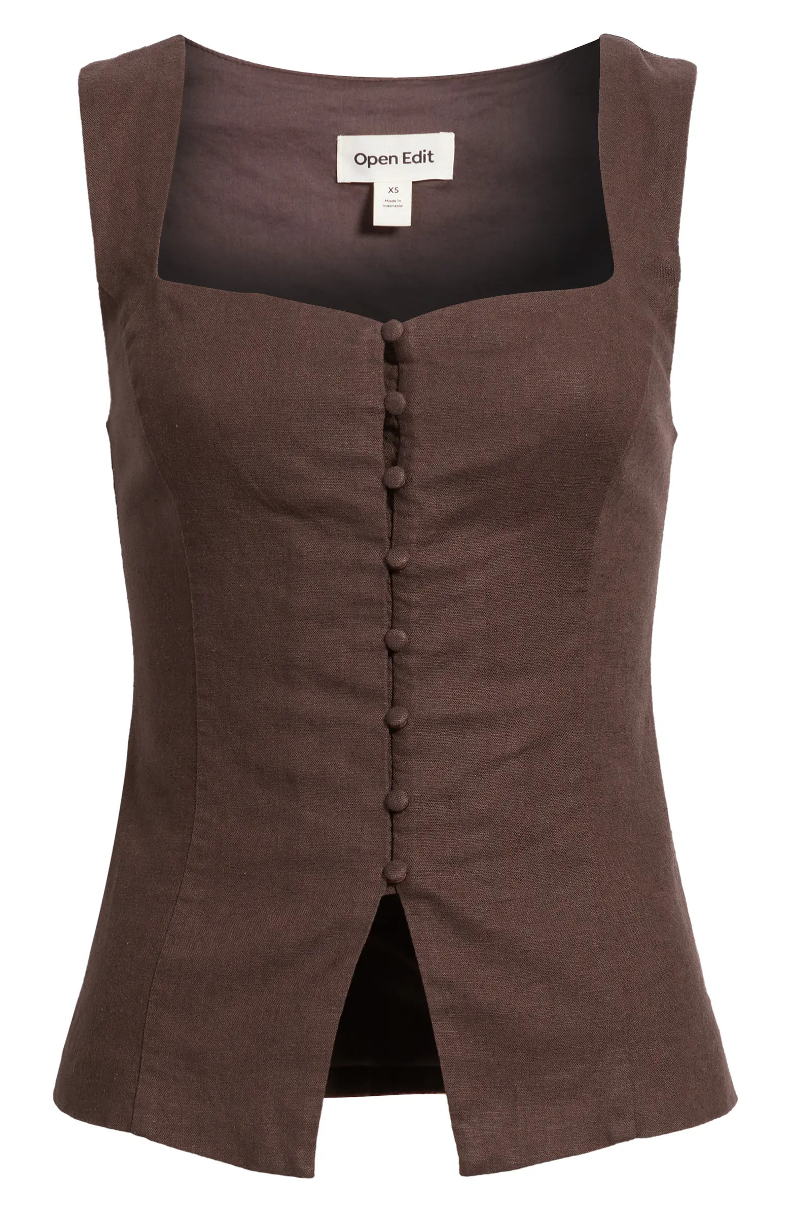 Sweetheart Neck Linen Blend Top | Nordstrom