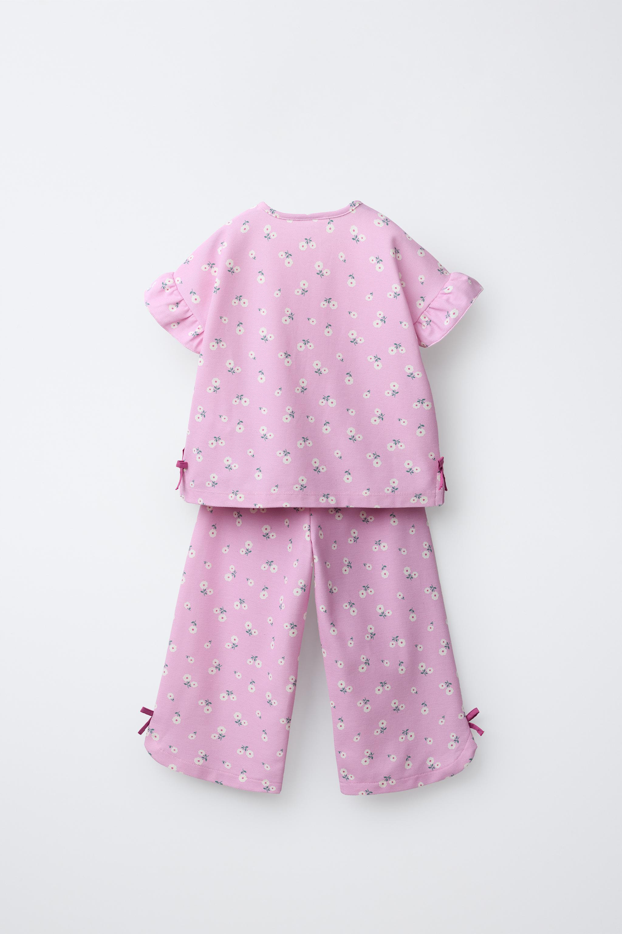 FLORAL PRINT T-SHIRT AND PANTS SET WITH BOWS | Zara US
