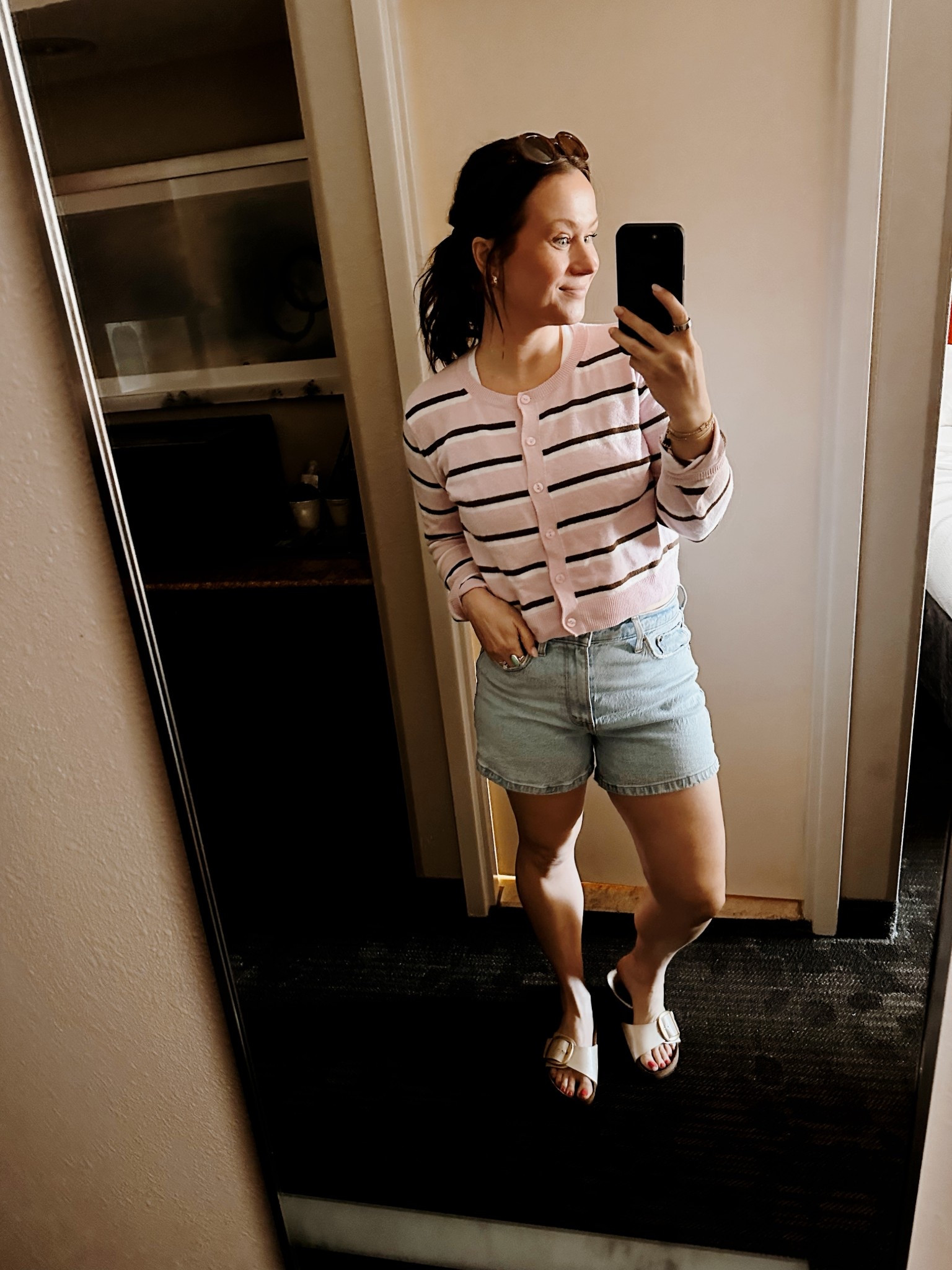 I’ve had these shorts for years! They are the best, fit so good and flattering! The perfect mom short! Also linked my striped sweater and sandals #momoutfit #springoutfit

#LTKmomlife #LTKSaleAlert #LTKootd