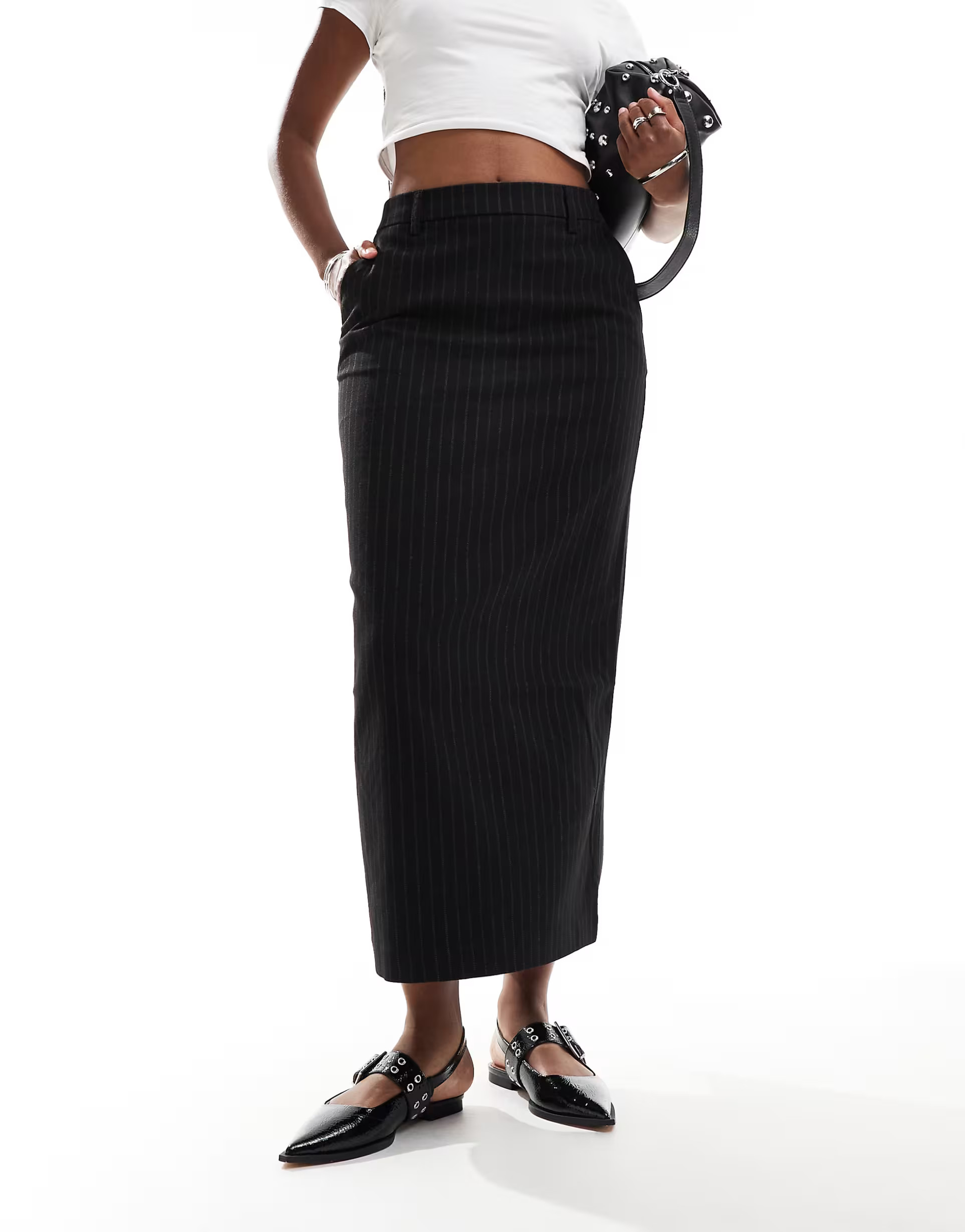 Object tailored ankle length skirt in black pinstripe | ASOS | ASOS (Global)