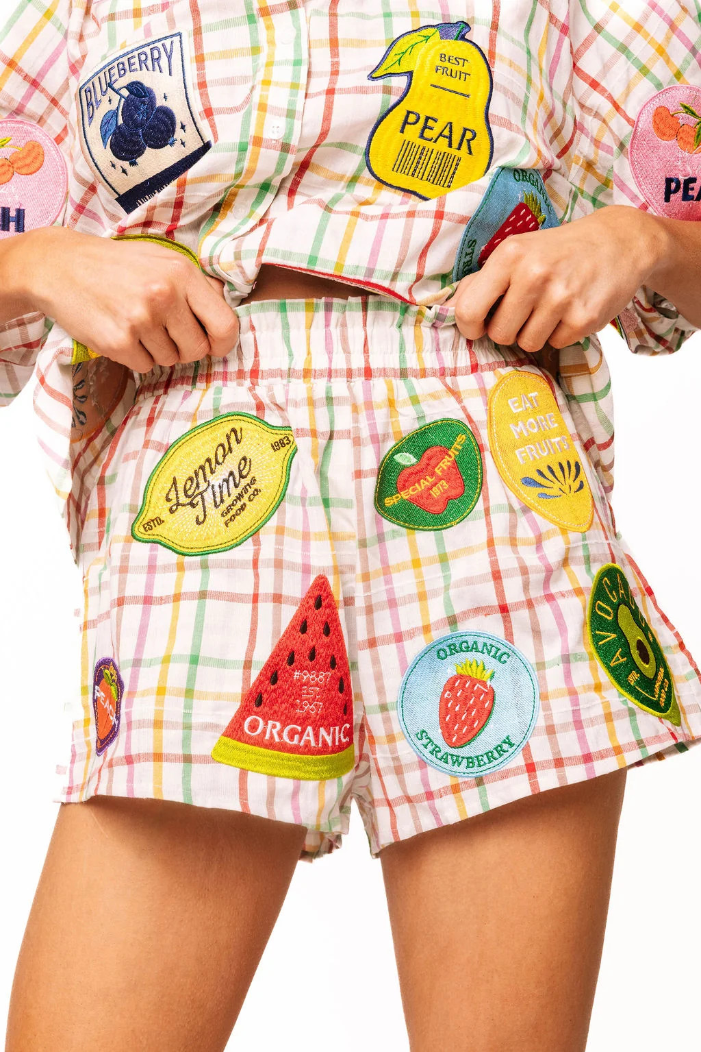 Sample Multi Plaid Fruit Stamp Shorts | Queen of Sparkles