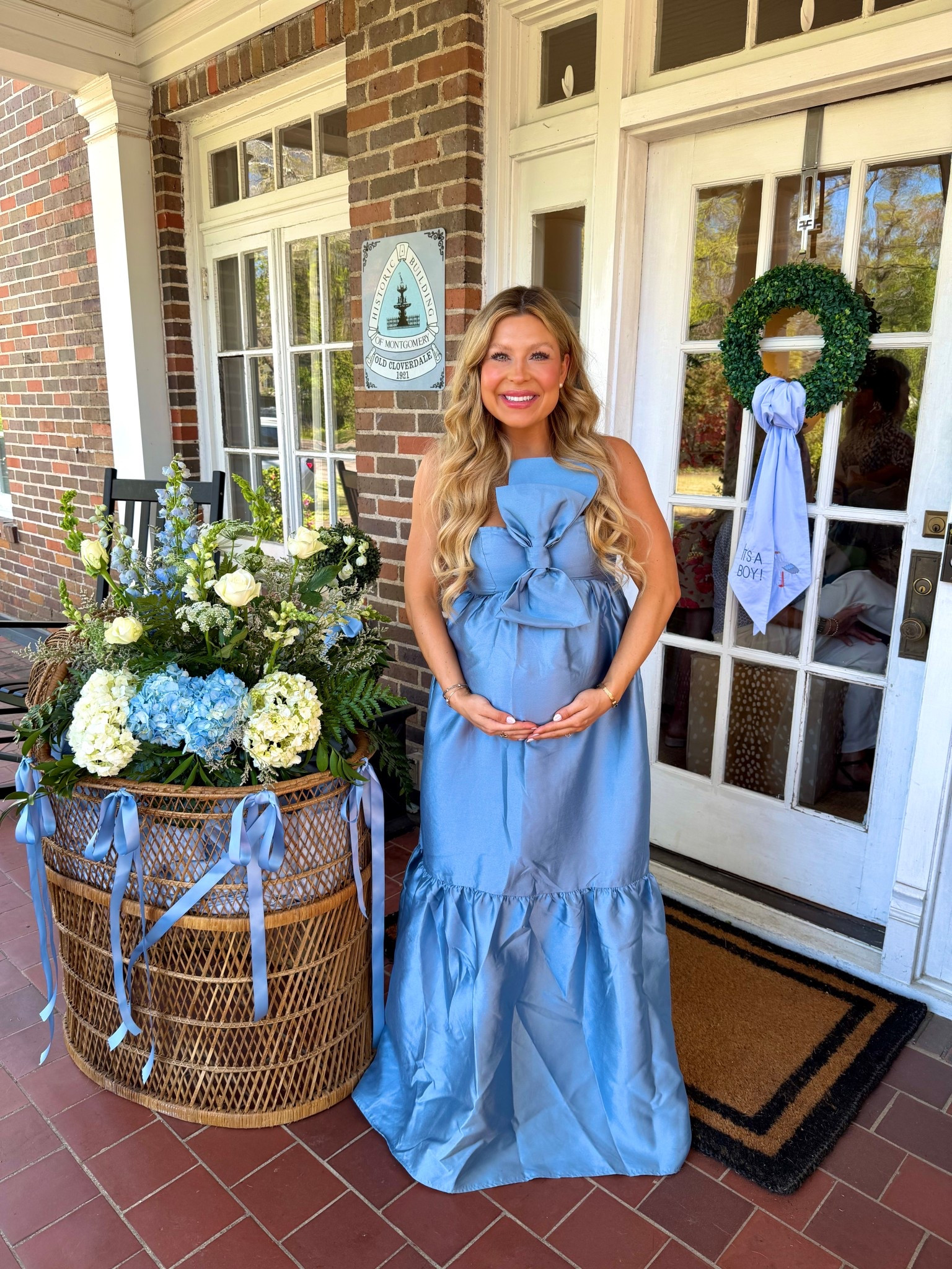 Bay shower dress of my dreams 🩵 ordered one size up from my regular size and I was 34wks! 

#LTKBump #LTKBaby #LTKmomlife