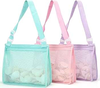 Tagitary Beach Toys Mesh Beach Bag Sand Toy Seashell Bag for Holding Shells Pool Bag with Zipper ... | Amazon (US)