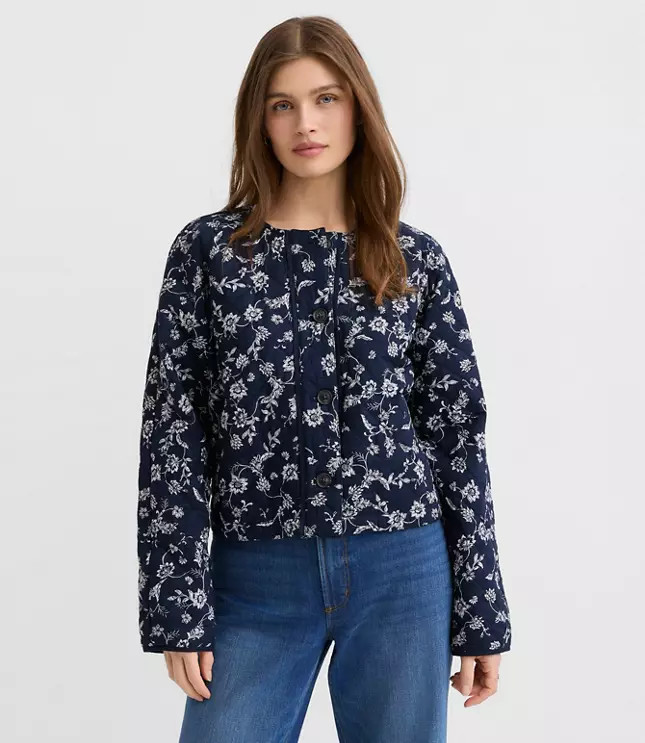 Floral Quilted Jacket | LOFT