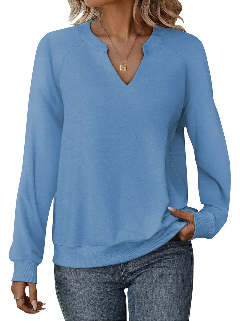 TEMOFON Long Sleeve Shirts for Women Crew Neck Casual Tunic Tops Lightweight Pullover for Womens ... | Walmart (US)