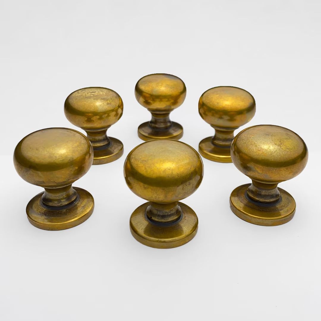 Unlacquered Antique Brass Knobs Solid Brass Cabinet Hardware Vintage Dresser Knobs Antique Brass ... | Etsy (US)