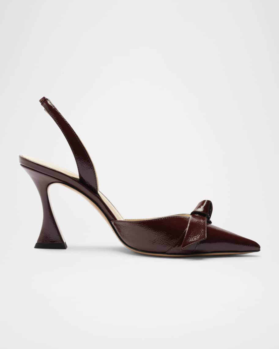 Alexandre Birman Clarita Bell Leather Bow Slingback Pumps | Neiman Marcus