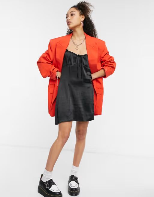 COLLUSION oversized double breasted dad blazer in red | ASOS (Global)