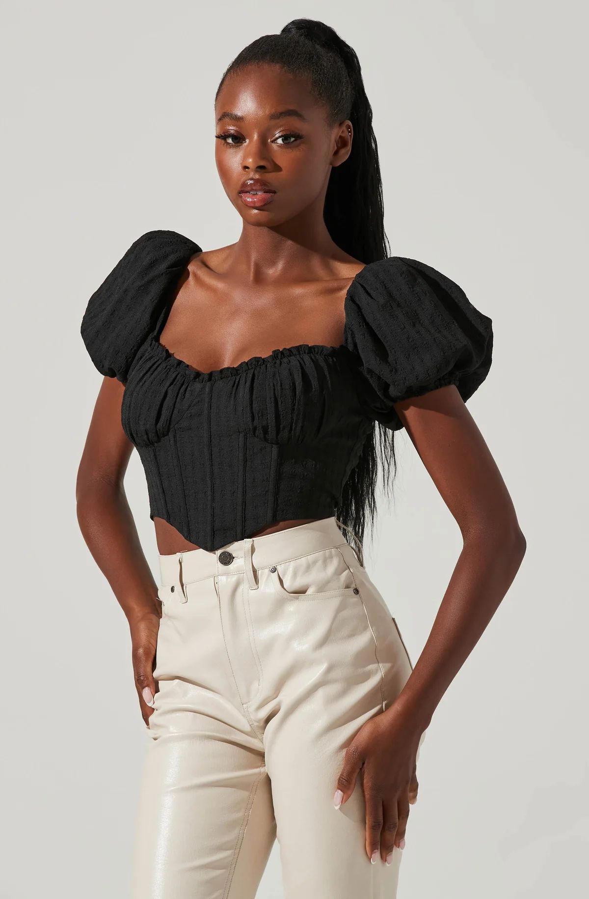 Paola Sweetheart Bustier Puff Sleeve Top | ASTR The Label (US)