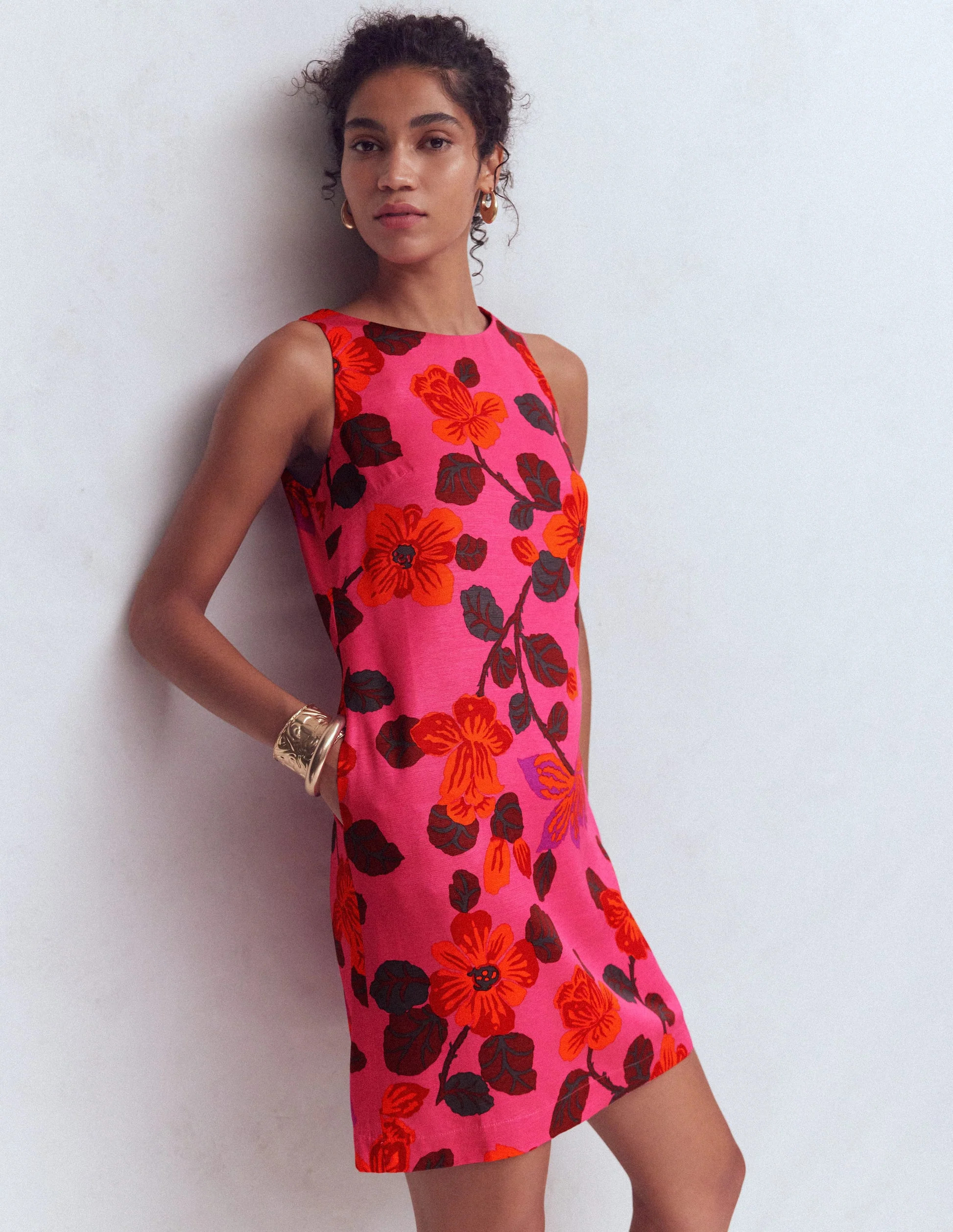 Classic Shift Dress-Pink, Elaborate Blossom | Boden (US)