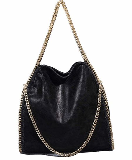 Identical to the Stella McCartney handbag! Designer inspired. Purse. Look for less. Black leather and chain purse  

#LTKunder50 #LTKstyletip #LTKFind