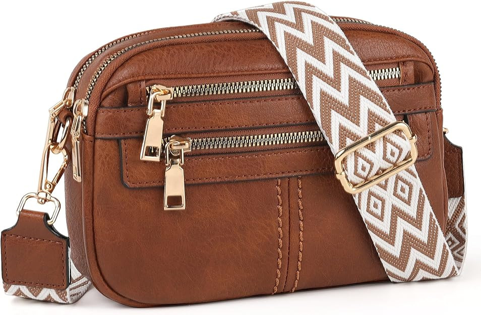 TANTOMI Crossbody Bags for Women, 6-Pockets Cross Body Purse, Vegan Leather Handbags Shoulder Bag... | Amazon (US)