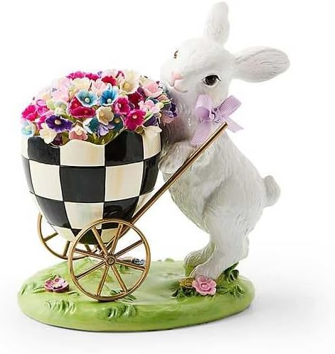 MACKENZIE-CHILDS Resin Bunny Figurine, Decorative Animal Statue, Frolic Spring Bunny Egg Cart | Amazon (US)
