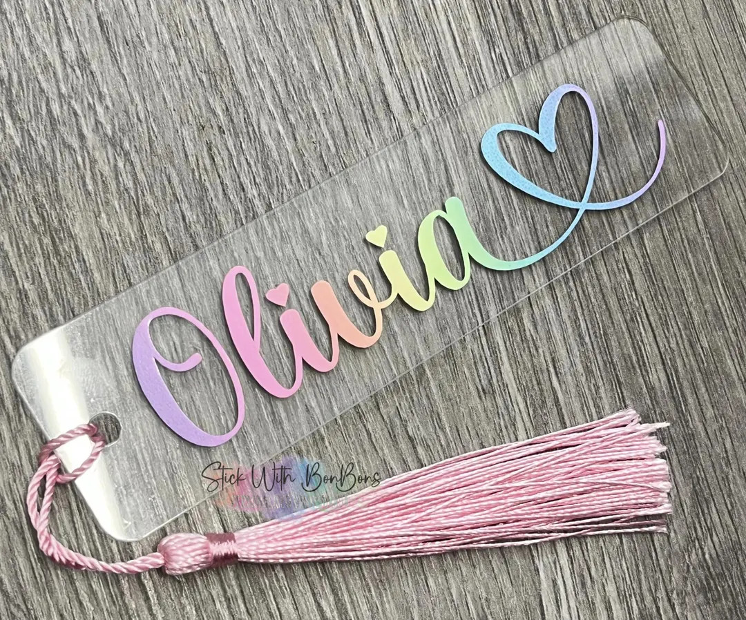 Personalised Rainbow Heart Acrylic Bookmark With/Without Tassel /Pastel/ Gift / Teacher Gift / Re... | Etsy (US)