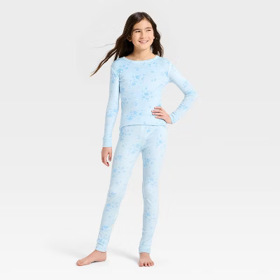 Girls' 2pc Floral Snuggly Soft Pajama Set - Cat & Jack™ Blue 8 | Target