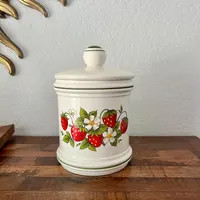 Vintage Strawberry Pattern Cookie Jar Made in Japan 9 x 6" (Repaired Chip on Lid) | Etsy (US)