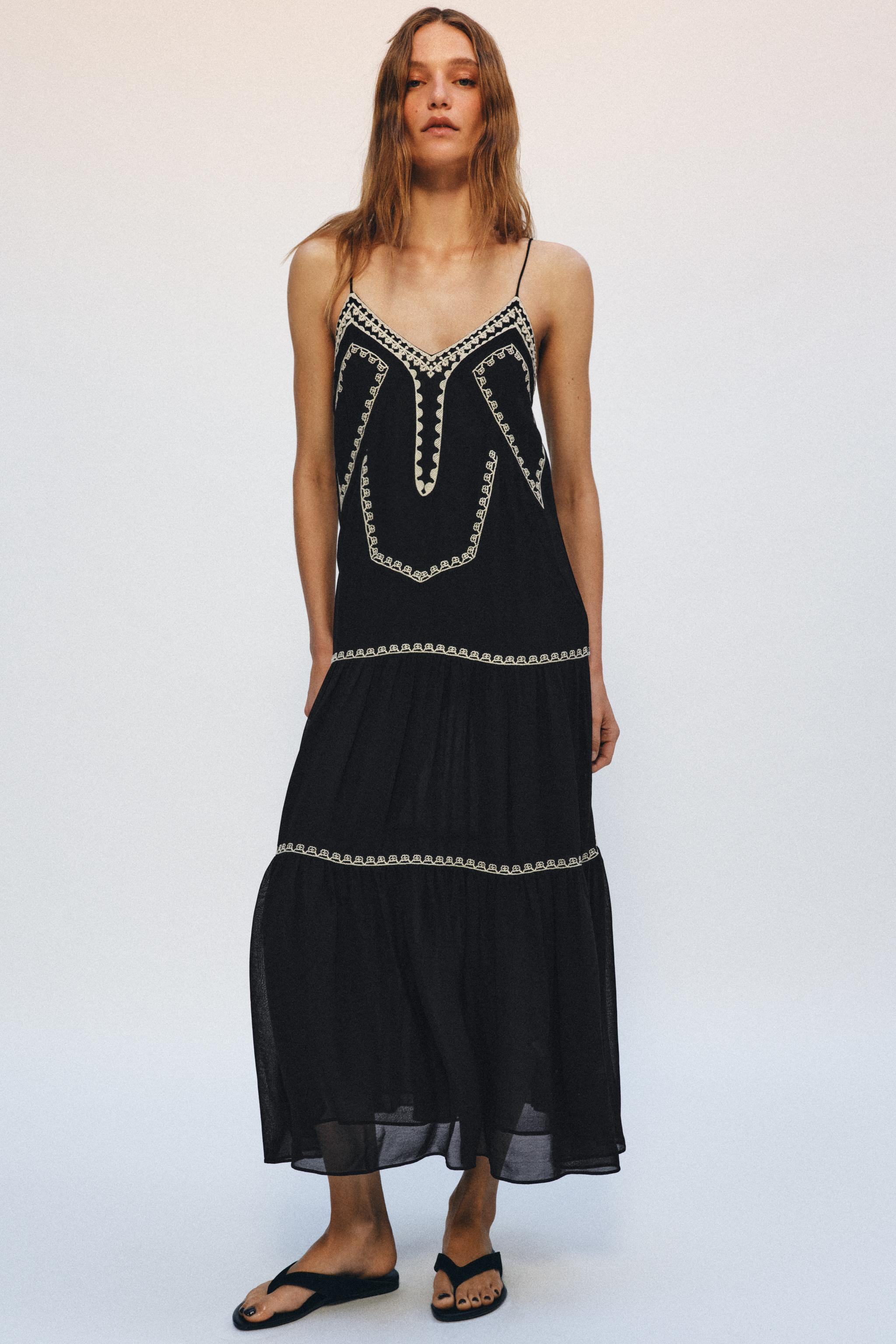 EMBROIDERED LONG DRESS ZW COLLECTION | Zara UK