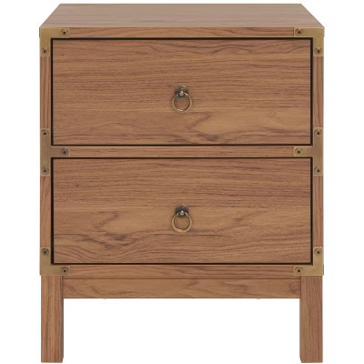 Galio 2 Drawer Nightstand - NST9600 - Oak/Gold - Safavieh | Target