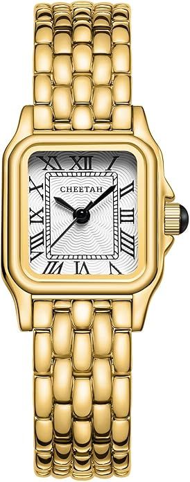 CHEETAH Gold Watches for Women with Small Vintage Bracelet, Rectangular Case Roman Dial | Amazon (US)