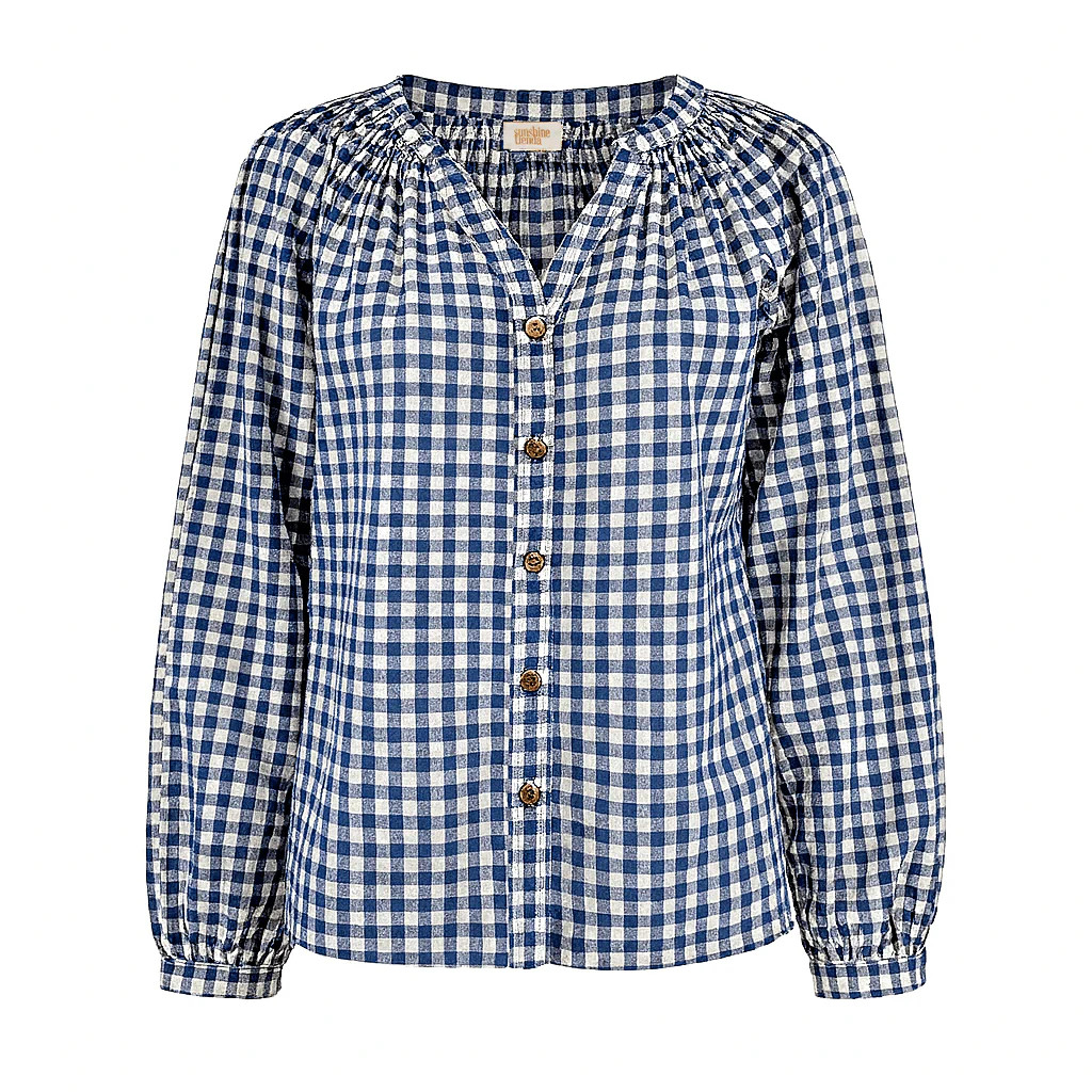 Navy Gingham Lucia Top | Sunshine Tienda