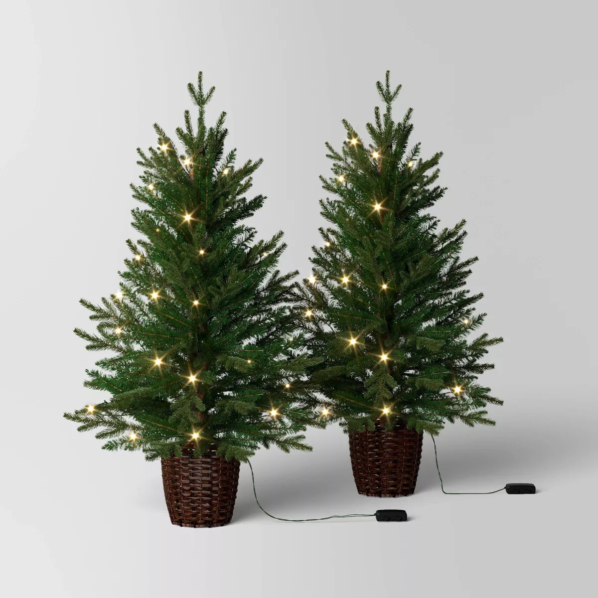 2pc 3' Pre-Lit Potted Balsam Fir Artificial Christmas Trees Warm LED White Lights - Wondershop™ | Target