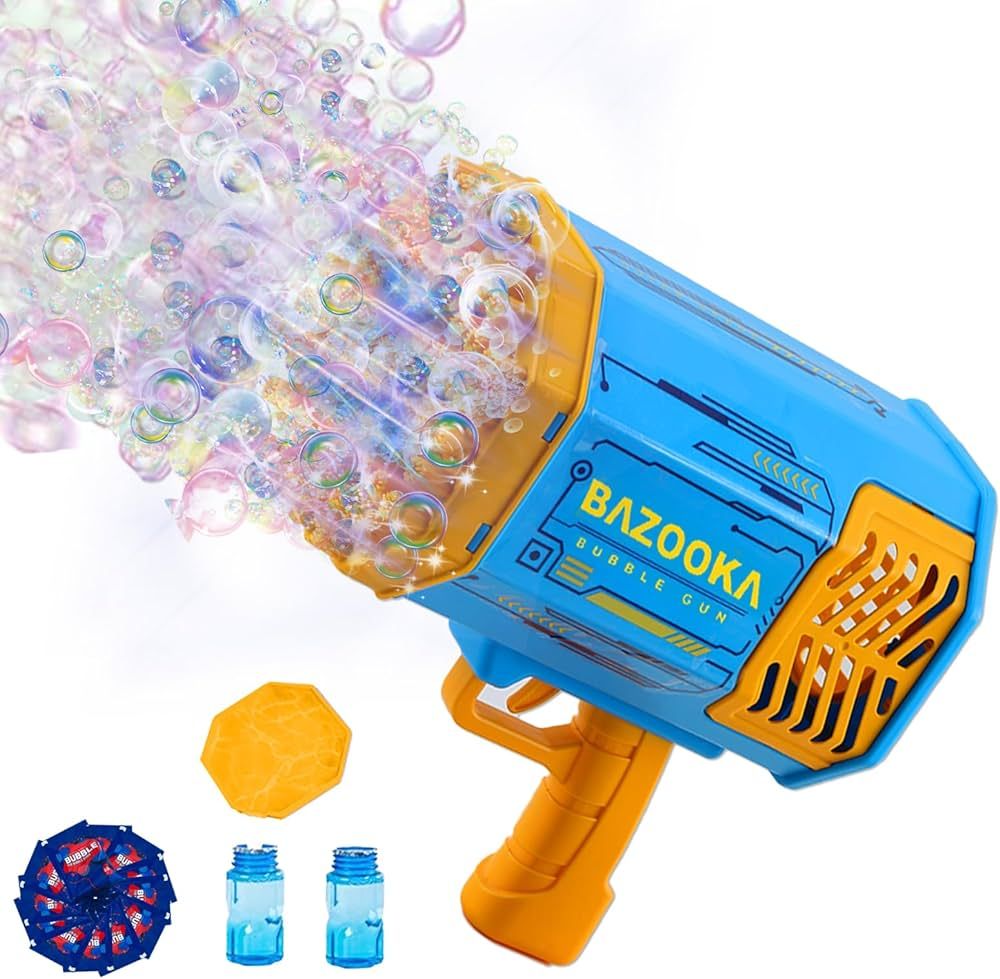 Bubble Gun Bazooka Bubble Machine Gun 69 Hole Bubble Blaster Blower with Colored Lights Gifts for... | Amazon (US)