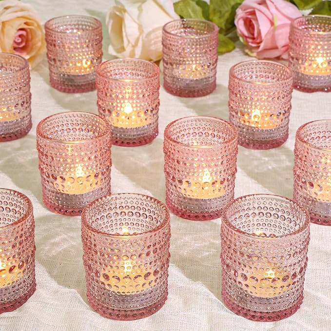 Amazon.com: SUPMIND 24 Pcs Votive Candle Holders, Glass Holders Bulk for Table Centerpiece, Tea L... | Amazon (US)