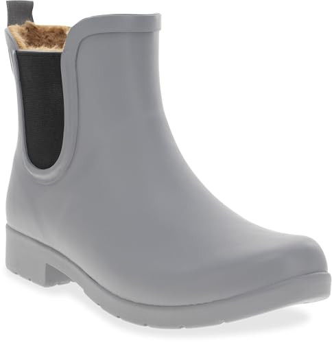 Chooka Womens Waterproof Plush Chelsea Bootie Rain, Grey, 10 US | Amazon (US)