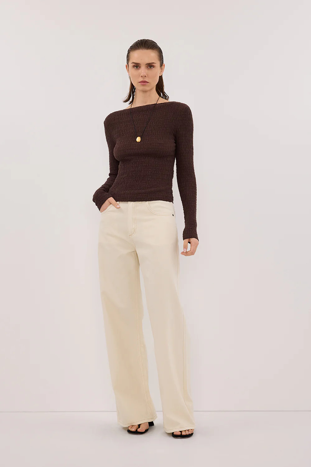 MELISSA CHOC SLEEVED KNIT TOP | DISSH