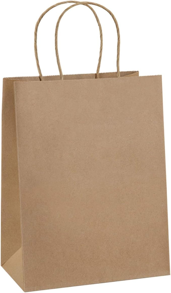 BagDream Gift Bags 8x4.25x10.5 100Pcs Brown Paper Gift Bags with Handles Bulk for Wedding, Party ... | Amazon (US)
