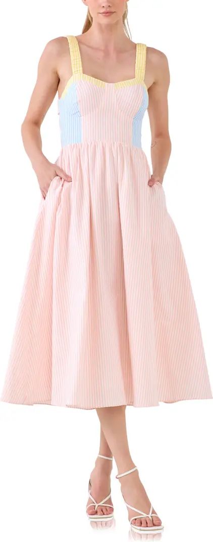 Colorblock Stripe Cotton Midi Dress | Nordstrom Rack