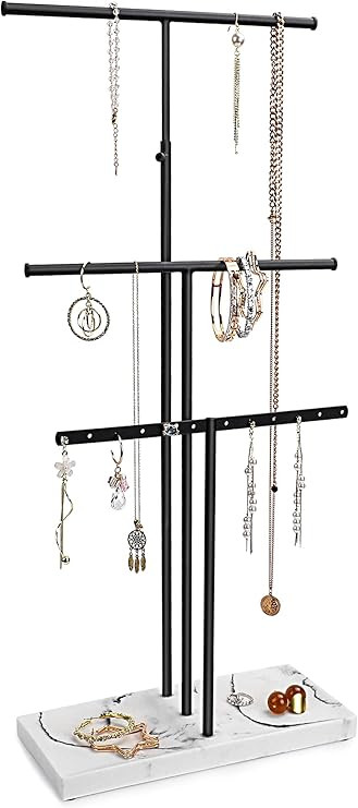 LKKL Jewelry Stand Organizer, 3 Tier Table Top Necklace Holder with Adjustable Height, Jewelry Tr... | Amazon (CA)