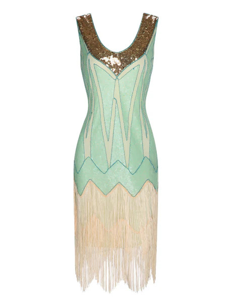 1920s Sequined Tassel V-Neck Dress | Retro Stage