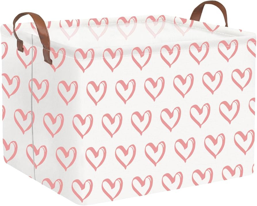 FXOLCSHE Rectangular Valentines Basket,baby Gift Basket Empty,Pink Gift basket with Handle Organi... | Amazon (US)