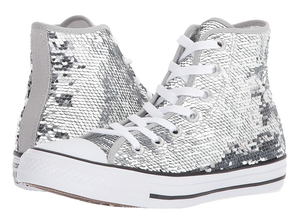Converse - Chuck Taylor(r) All Star(r) Sequins Hi (Silver/White/Black) Women's Classic Shoes | Zappos