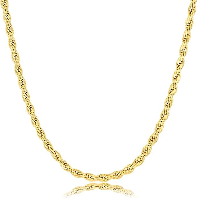 VIROMY Chunky Gold Toggle Necklace 18K Gold Plated Pearl Vintage Paper Clip Link Chain Shining Tw... | Amazon (US)