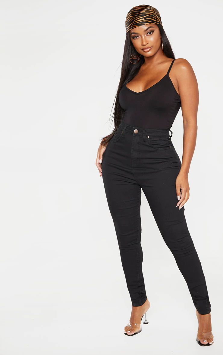 Shape - Jean skinny noir super stretch à taille haute | PrettyLittleThing (FR)