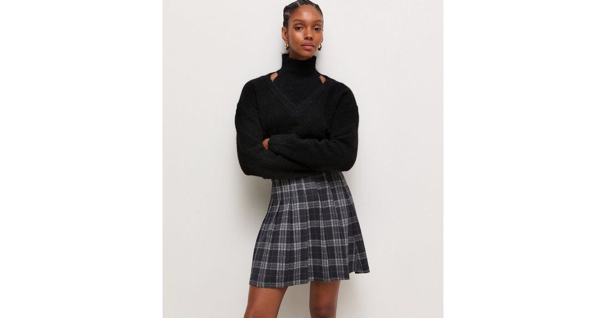 Women's Black Check Ponte Pleated Mini New Look | New Look (UK)