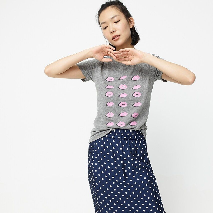 Slub cotton crewneck T-shirt in "Kisses" | J.Crew US