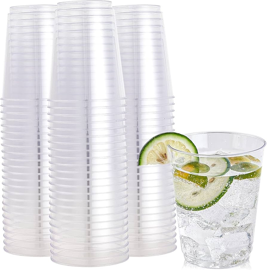 FOCUSLINE 100 Pack Clear Plastic Cups 10 oz Disposable Cups Heavy Duty Plastic Tumblers, Reusable... | Amazon (US)