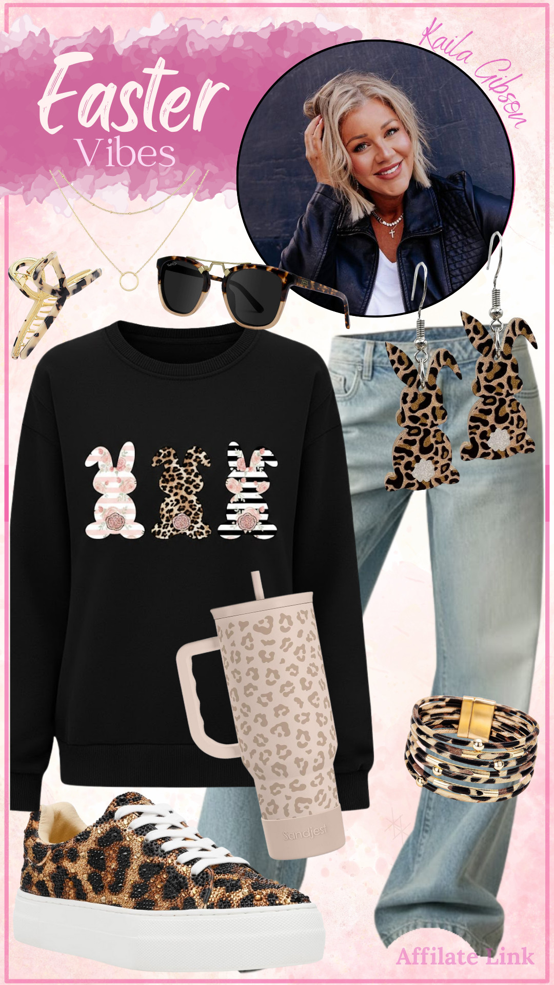 Hoppy but make it fashion. 🐰✨ Giving the traditional Easter look a little edge with sparkle sneakers and leopard accents. Perfect for a casual brunch or an egg hunt in style. #easterstyle #fashion #amazonfinds 

 #LTKdayinmylife #LTKmomlife #LTKMidsize