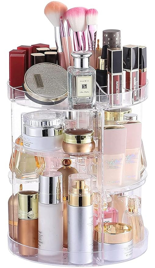 Cq acrylic 360 Degree Rotating Makeup Organizer for Bathroom ,4 Tier Adjustable Spinning Cosmetic... | Amazon (US)